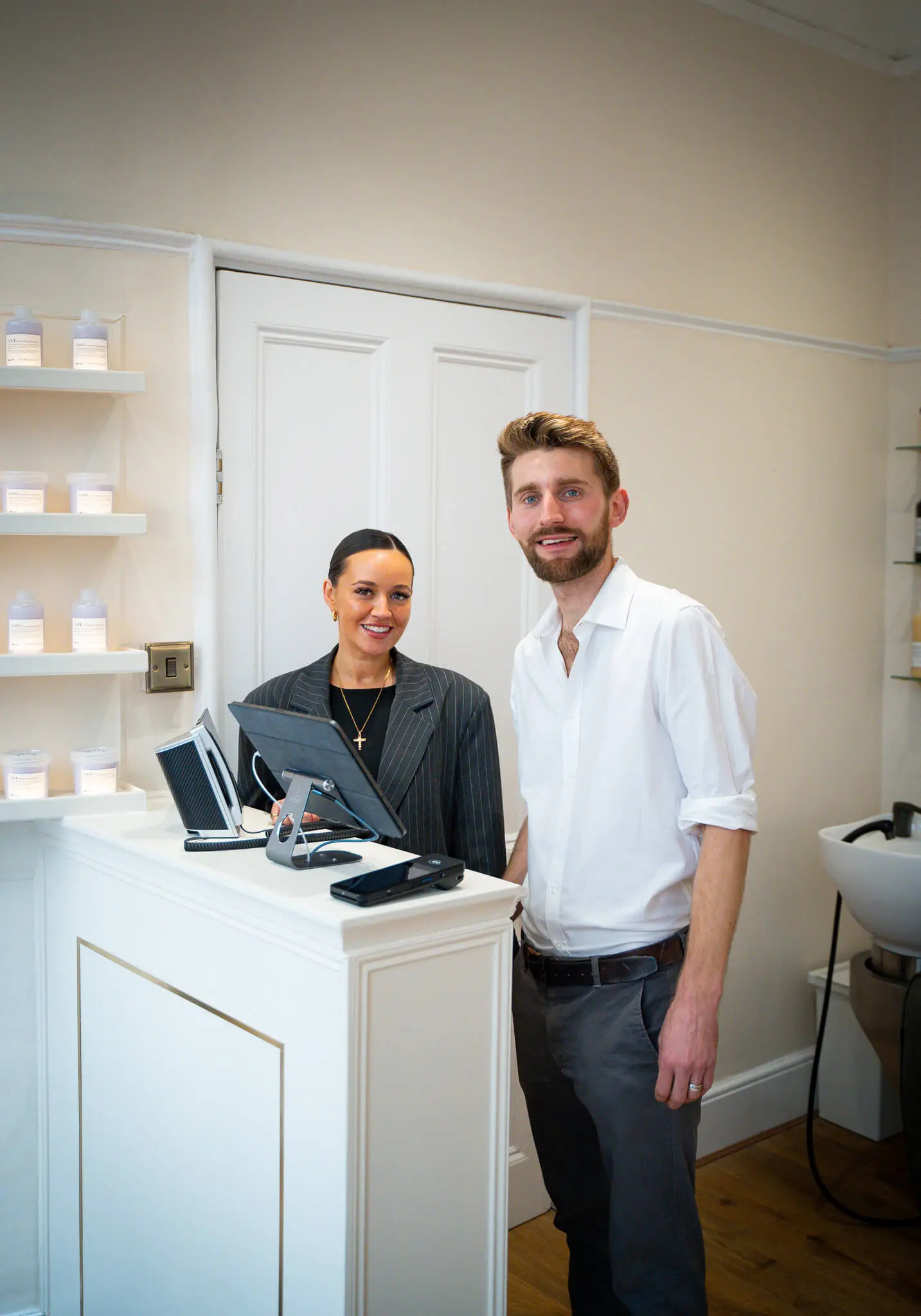 Picture Sam & Gigi at till in the salon
